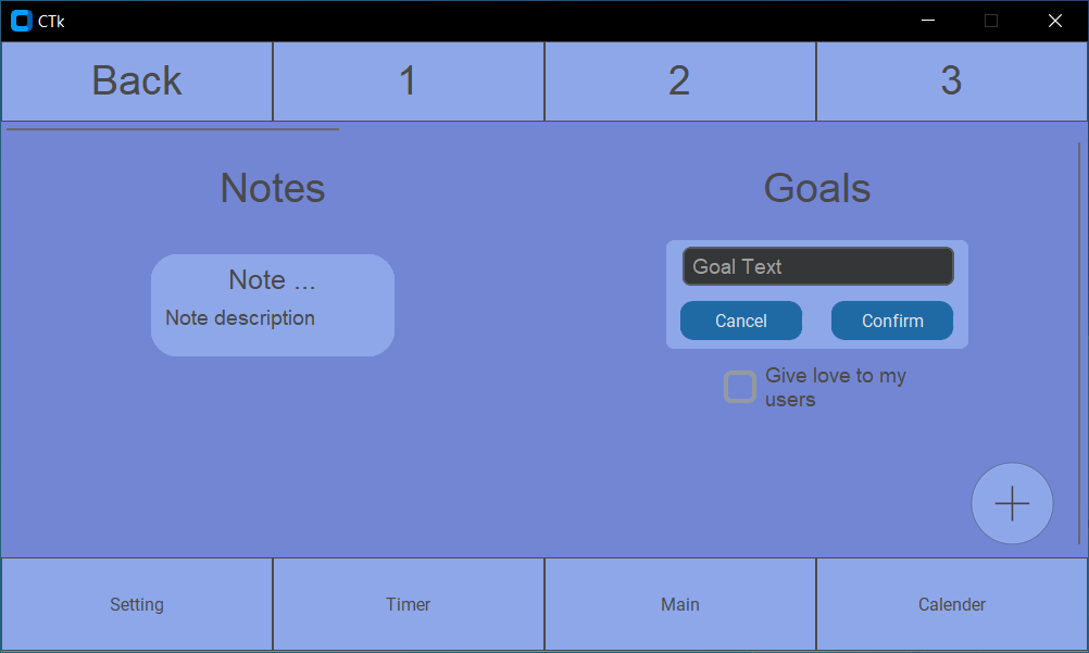 calendar note goal in place