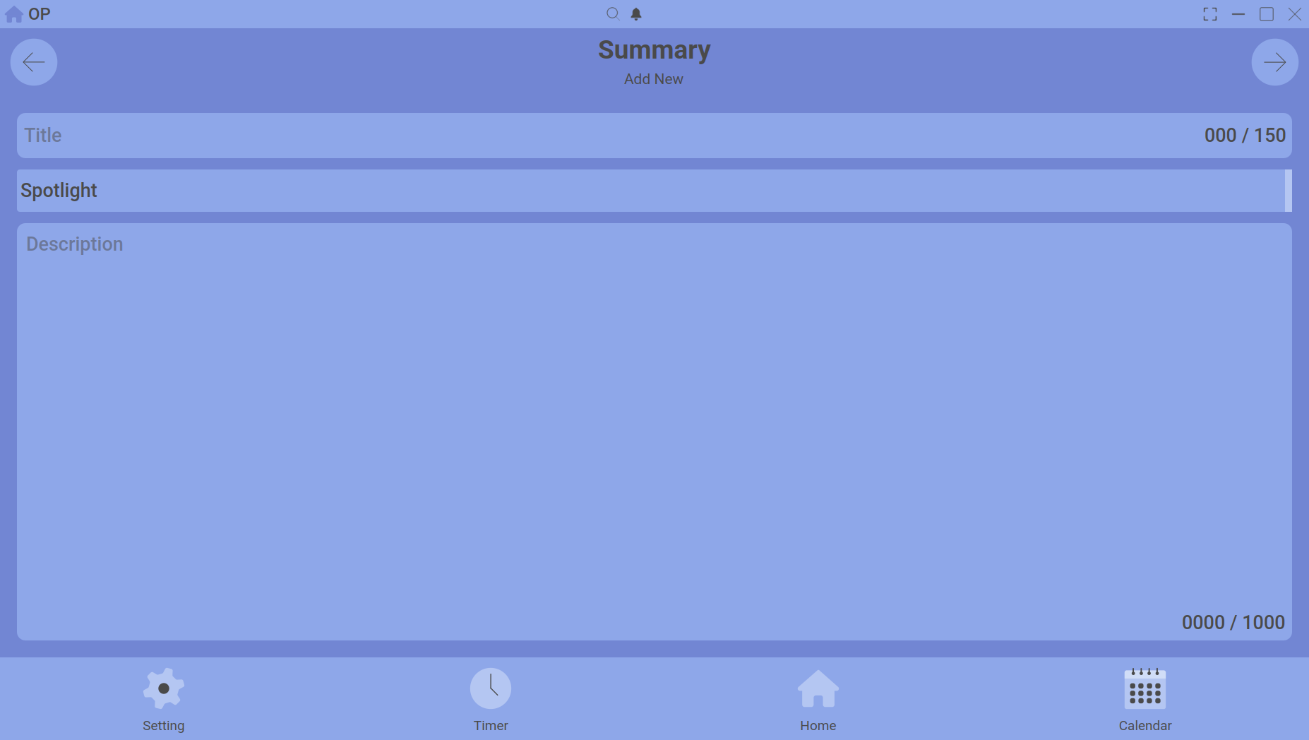 calendar summary add