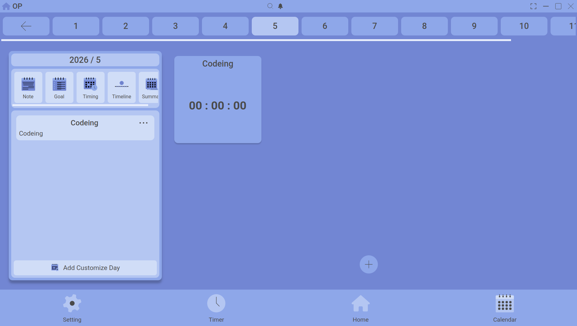 calendar timeline set